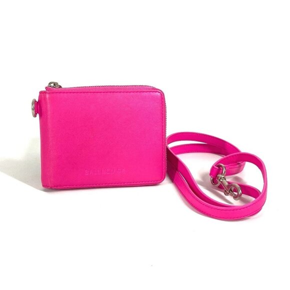 BALENCIAGA 659224 Compact wallet With logo strap Zip Around Folded wallet - Picture 1 of 14